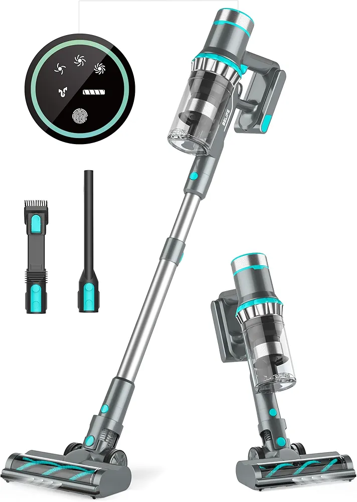 Belife BVC11 Cordless Vacuum Cleaner, 450W 38Kpa Stick Vacuum with 50 mins runtime, 13000RPM Burshless Motor, Powerful Vacuum Cleaners for Home Hardwood Floor pet Hair Carpet