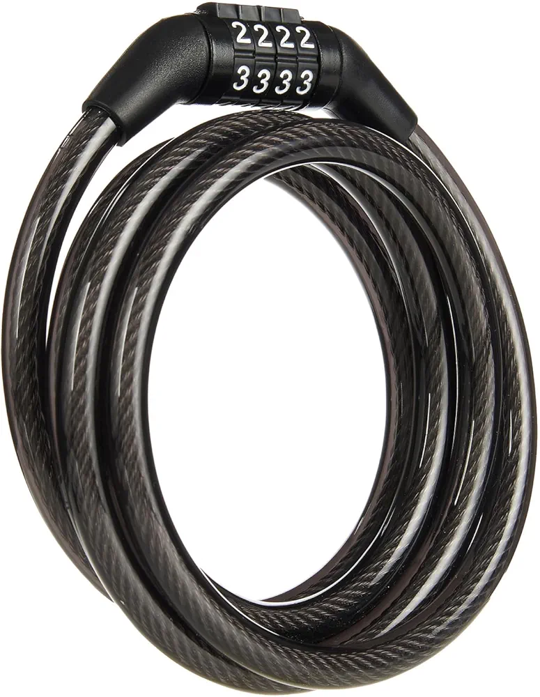 BRINKS 5 ft Bike Lock Cable with Preset Combination, Vinyl Covered for Outdoor Use