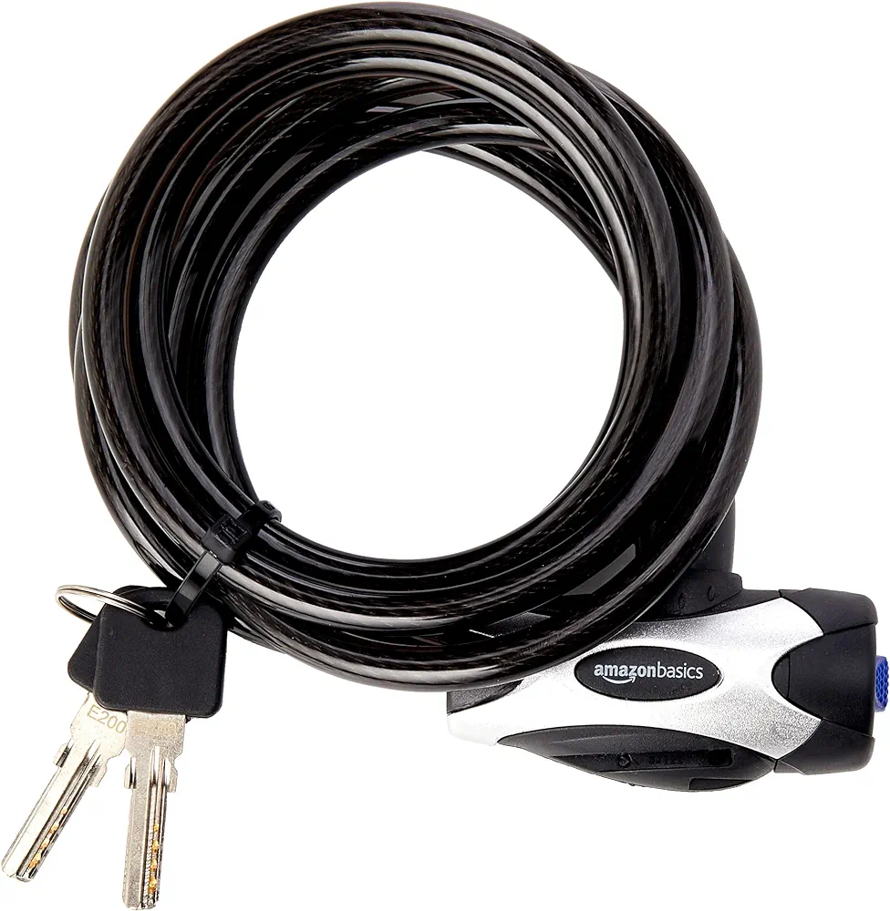 Amazon Basics Bike Cable Lock, 6 Feet, Black