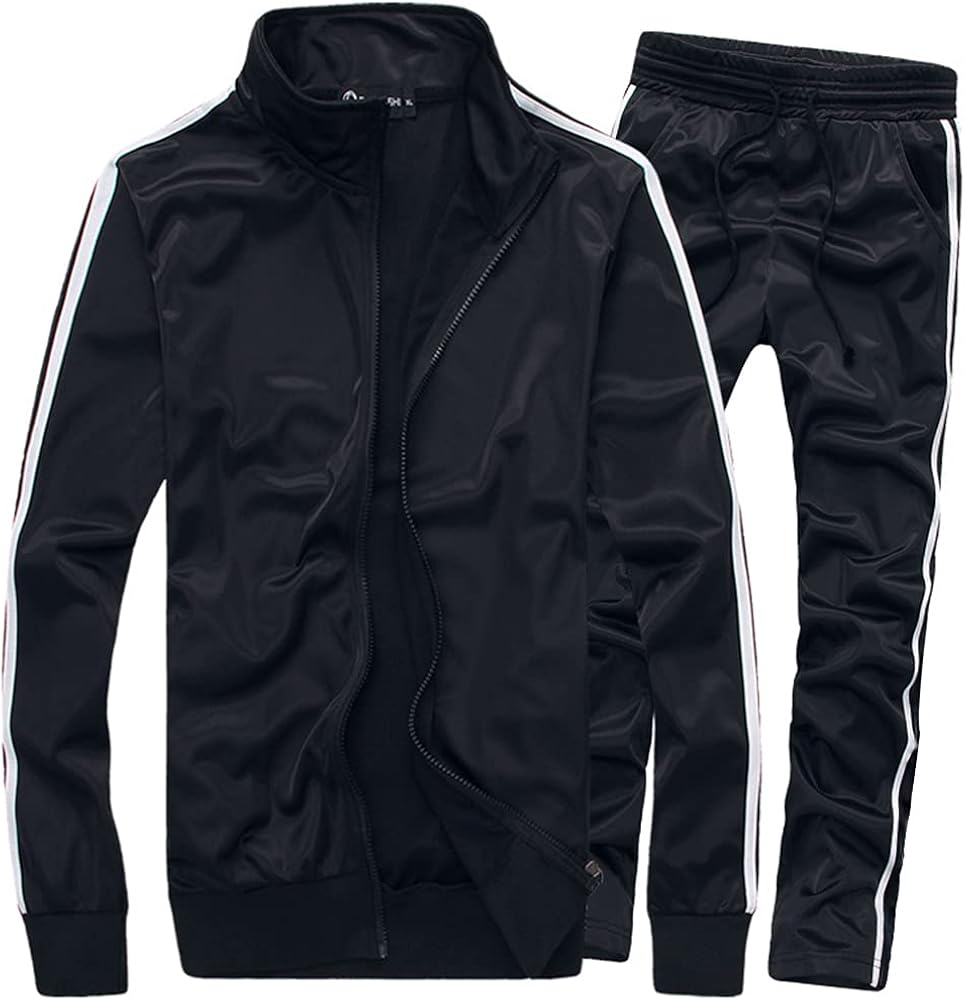 MACHLAB Men's Activewear Full Zip Warm Tracksuit Sports Set Casual Sweat Suit