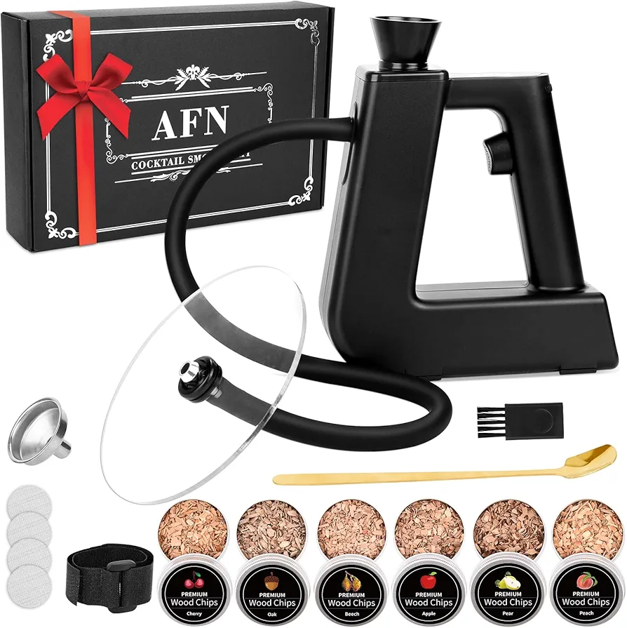 Cocktail Smoker Kit With Torch, 6 Flavors Wood Chips, Drink/Bourbon/Old Fashioned Smoker Kit, Whiskey Gifts for Men, Dad, Husband,Boss, Boyfriend (Without Butane)