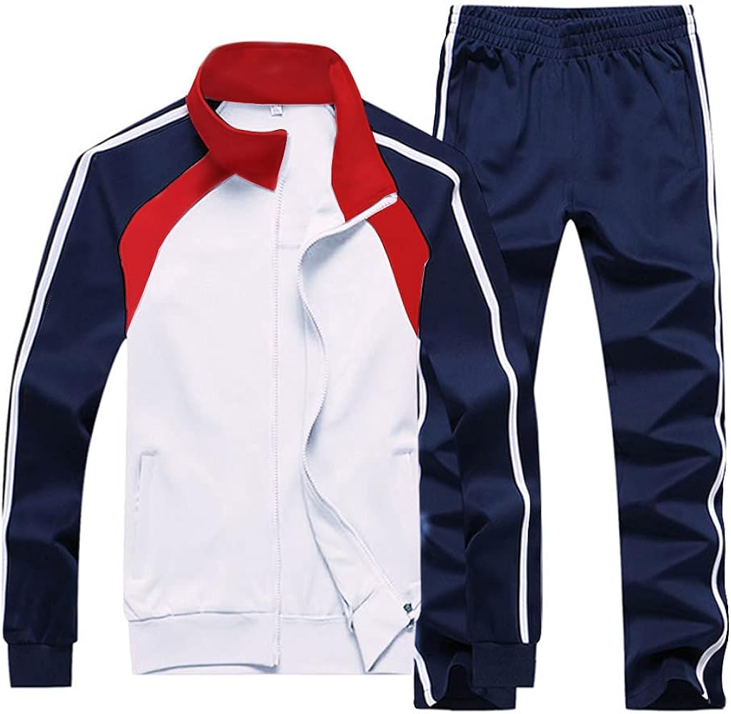 Sun Lorence Men's Athletic Running Tracksuit Set Casual Full Zip Jogging Sweat Suit