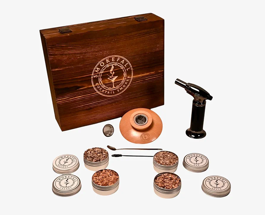 Smokefall Cocktail Smoker Gift Set for Smoking and infusing Whiskey, Bourbon, Scotch, Other Liquor or Cocktails with Smoke Flavor. Great Gift for Christmas, or Host Gift for New Year's Eve