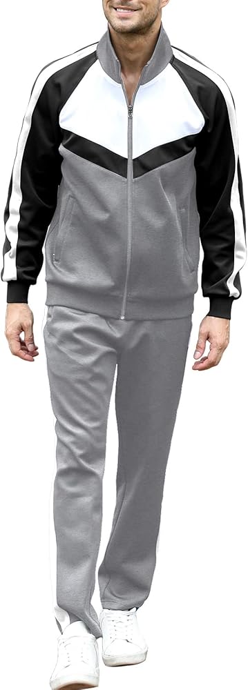 Men's Tracksuits Set 2 Piece Athletic Full Zip Track Suits Workout Jogging Sweatsuit Sets for Men