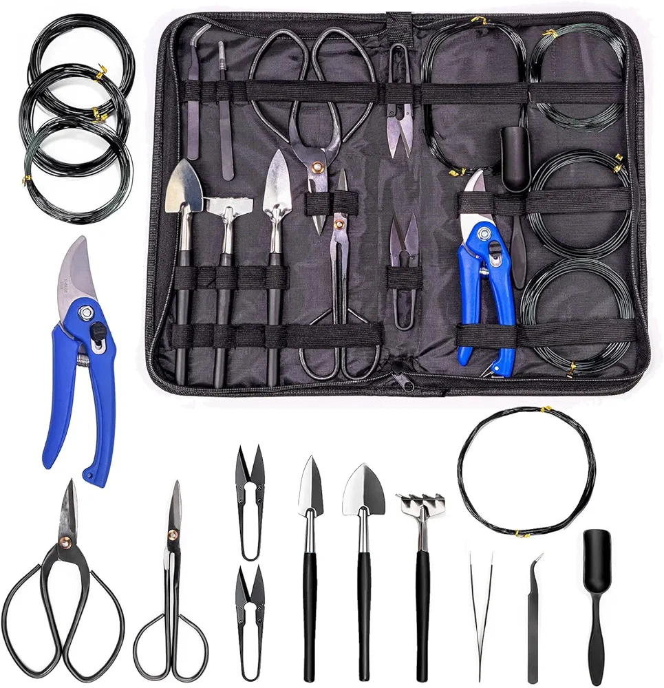 16-Piece Professional Bonsai Tools Set for Precise Trimming and Shaping Trees for Professional and Amateur Gardeners