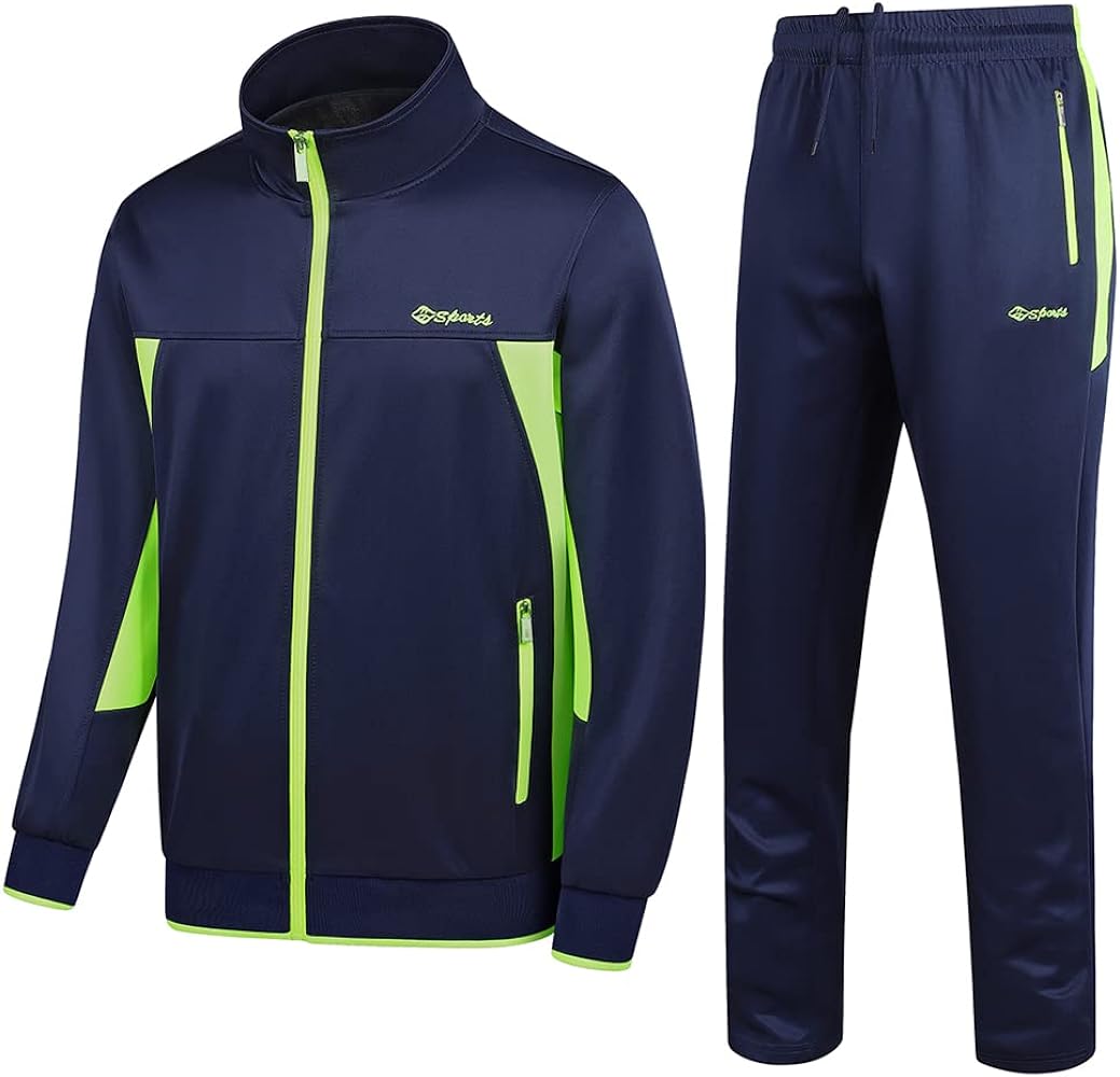 Men's Casual Athletic Tracksuit Long Sleeve Sweatsuit Set Full Zip Running Jacket and Pants 2 Piece Outfits