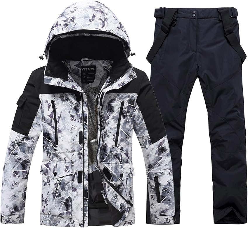 GS SNOWING Men's Jacket and Pants Set Insulated Waterproof Waterproof Snowboard Snowsuits for Snow Sport