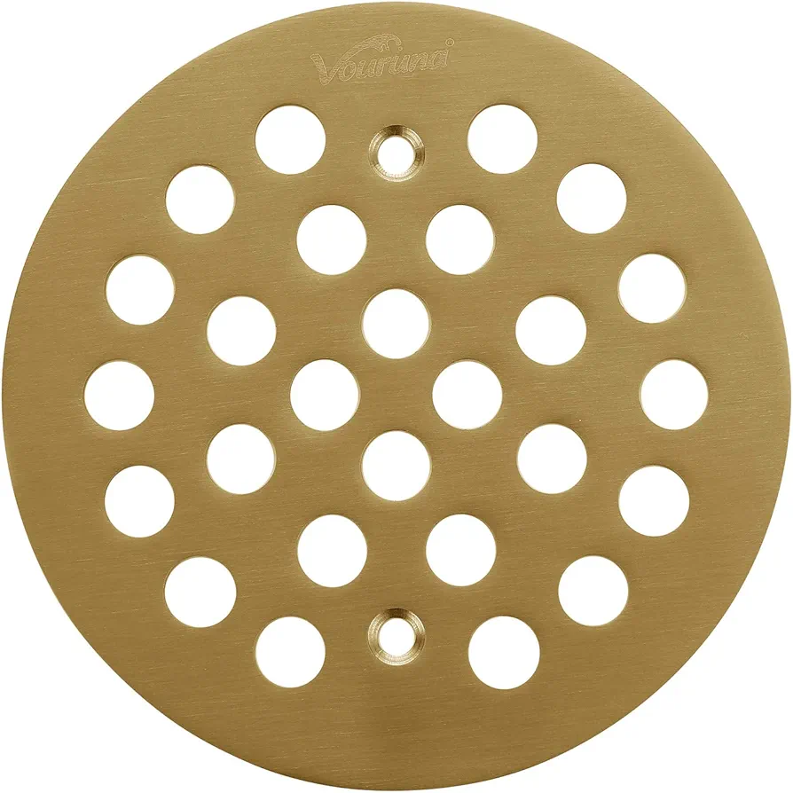 4-1/4Inch Screw-in Shower Strainer Drain Cover Replacement Floor Strainer Floor Drain (Brushed Gold)