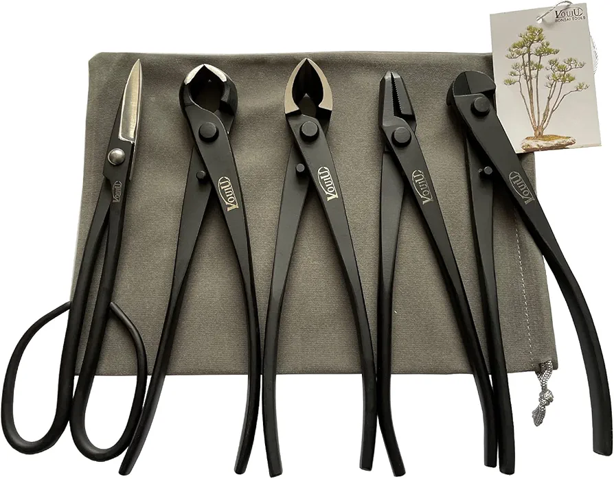 5-Piece Bonsai Tool Set,Knob Cutter,Concave Cutter,Wire Cutter,Jin Pliers,Bonsai Scissors