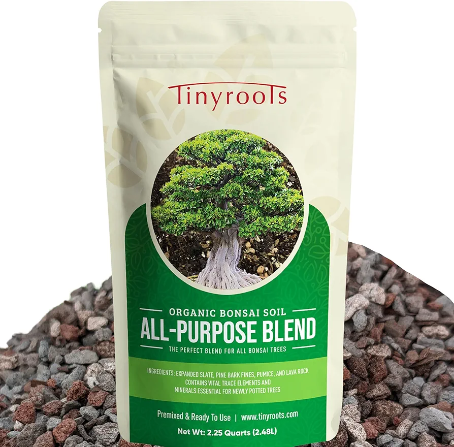 Bonsai Soil Mix by Tinyroots - All Purpose Bonsai Soil Mix Ready to Use Blend, Used for All Varieties of Bonsai Trees, 2.25 Quarts