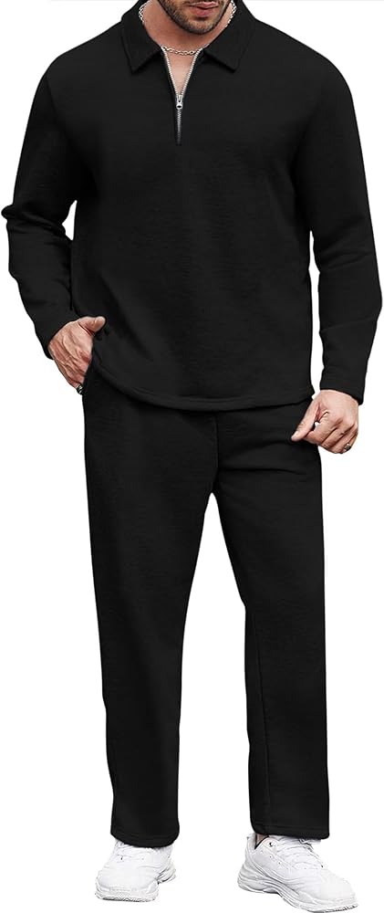 Uni Clau Men's Tracksuits 2 Piece Outfit Quarter Zip Casual Sweatsuit Sets Athletic Jogging Suits Sport