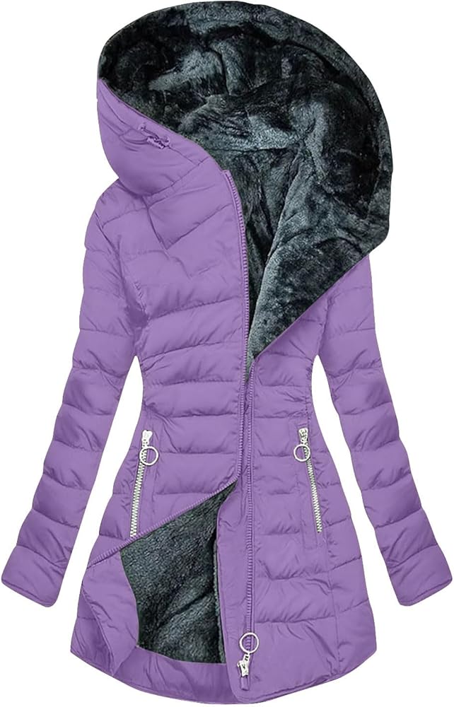 Women's Warm Winter Jackets Fleece Lined Parka Coat Thermal Hooded Jacket Outdoor Outerwear Ski Snow Jacket Plus Size