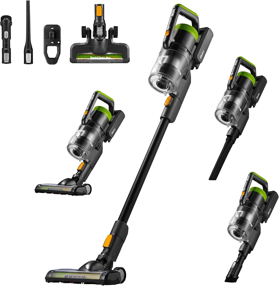 Eureka RapidClean Pro Cordless Vacuum Cleaner for Hard Floors, Lightweight Stick Vacuum LED Headlights, Convenient Stick and Handheld Vac, Green, NEC285GR