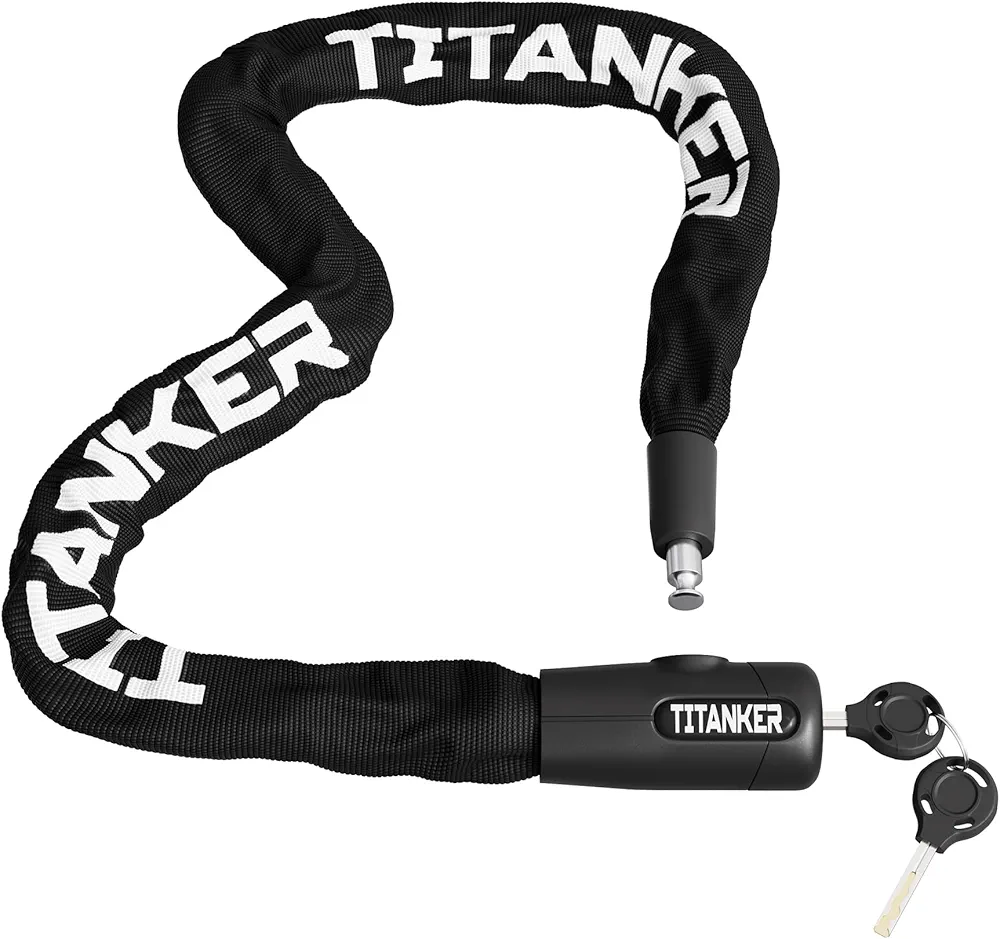 Titanker Bike Chain Lock, Security Anti-Theft Bike Lock Chain Bicycle Chain Lock Bike Locks for Bike, Motorcycle, Bicycle, Door, Gate, Fence, Grill (6mm, 8mm, 10mm Thick Chain)